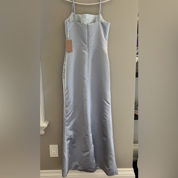 Blue Ruched Satin Dress - Picture 5 of 8